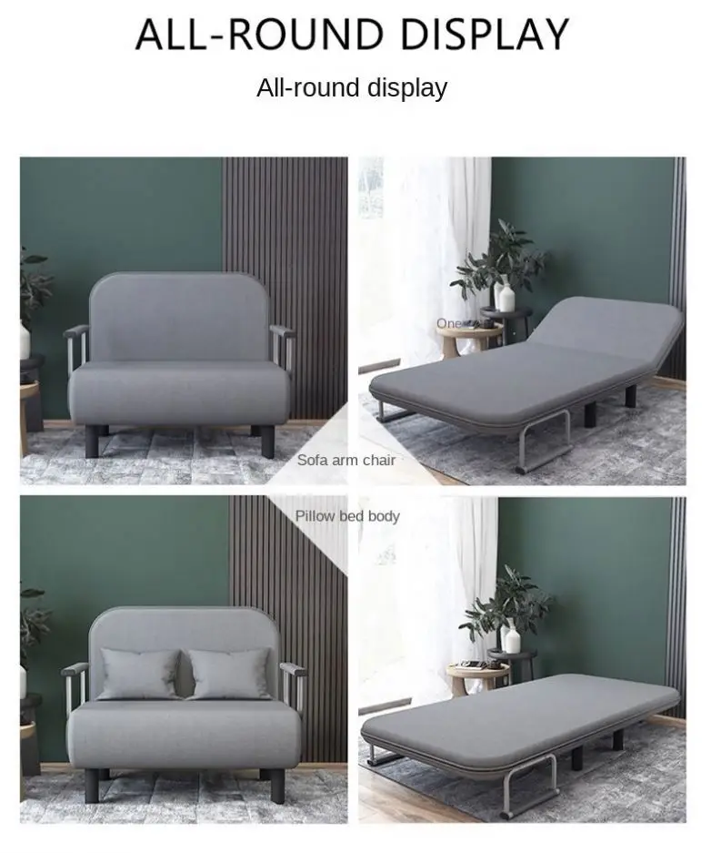Wholesale Grey Simple Folding Sofa Bed Divano Letto Apartment Small Family Simple Reclining Chair Single Folding Sofa Bed