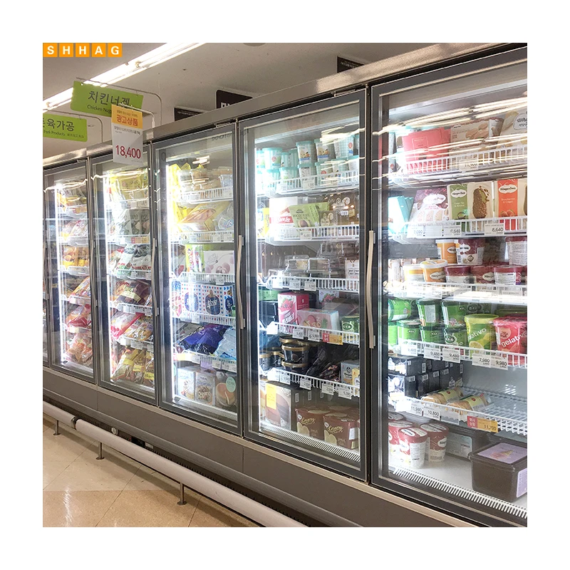 Supermarket Beer Drink Display Glass Door Showcase Freezer Upright Refrigerators Glass Door