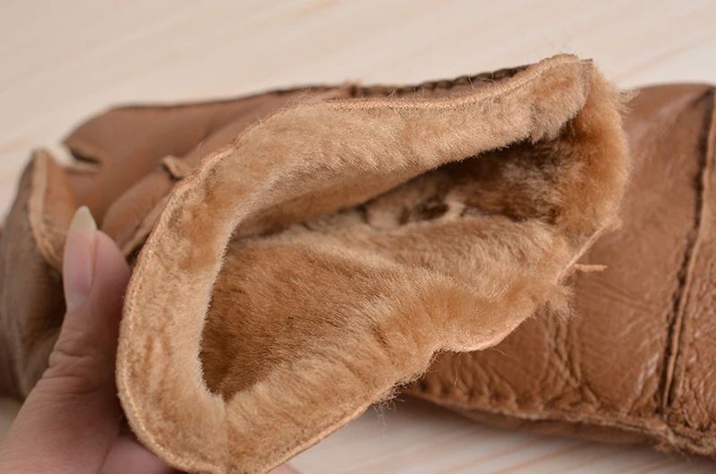 Real Fur Sheepskin For Man Leather Style Warm Mittens
