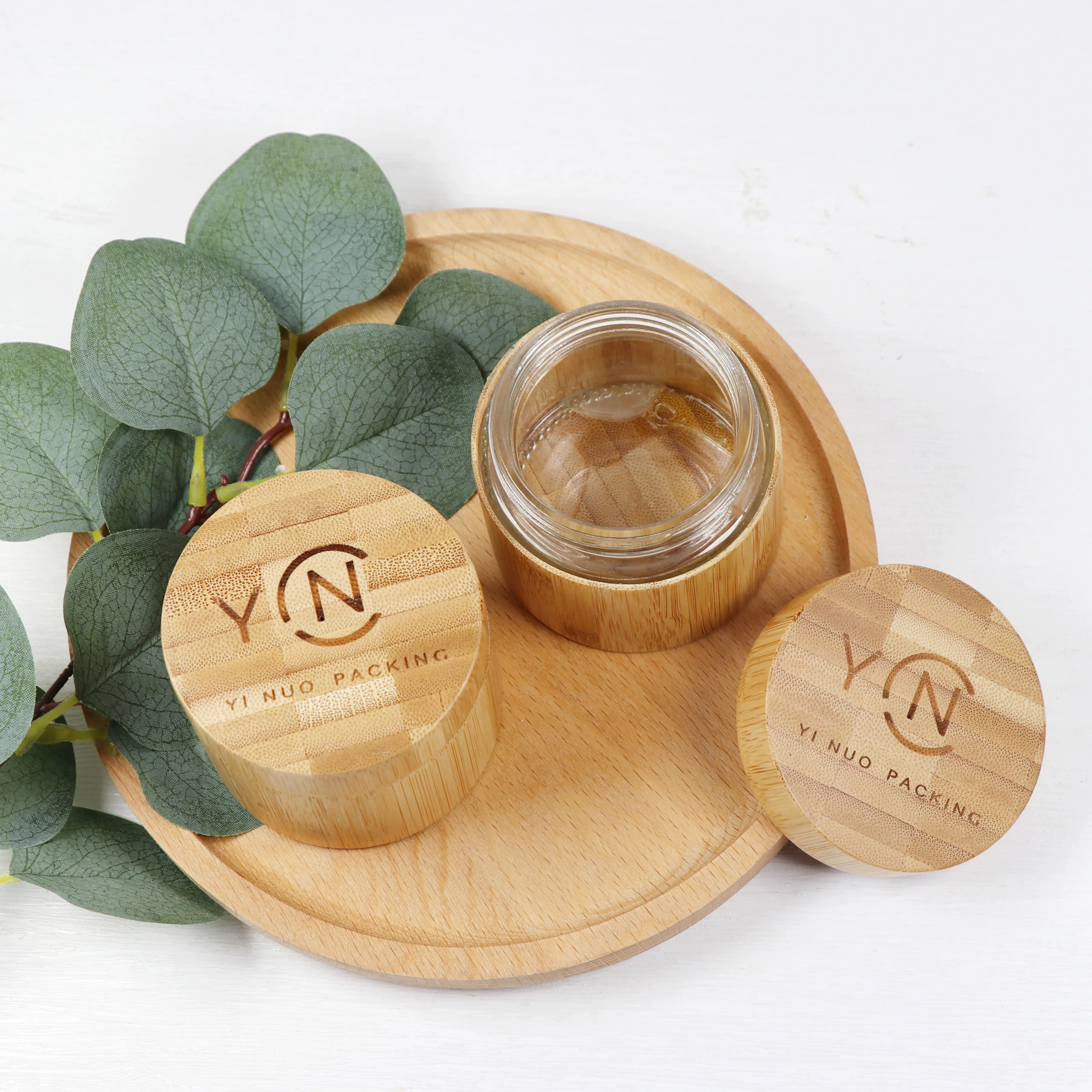 High quality 30g bamboo bottle face cream packaging empty jar for cream candle cosmetic serum bamboo jars