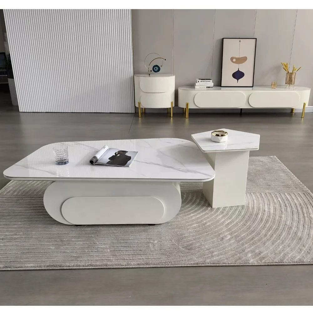 Home Living Room Furniture Modern Designer White Piano Baking Paint Wood Side table TV Stand Coffee Table With Storage