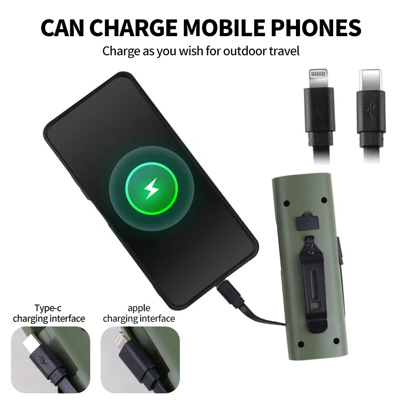 New multifunctional flashlight charging treasure with side light warning light digital power display working Bicycle head Light