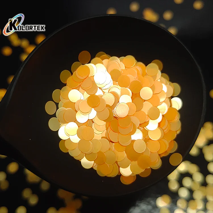 Bulk chunky fluorescent gold glitter chips wholesale polyester dot neon uv glitter
