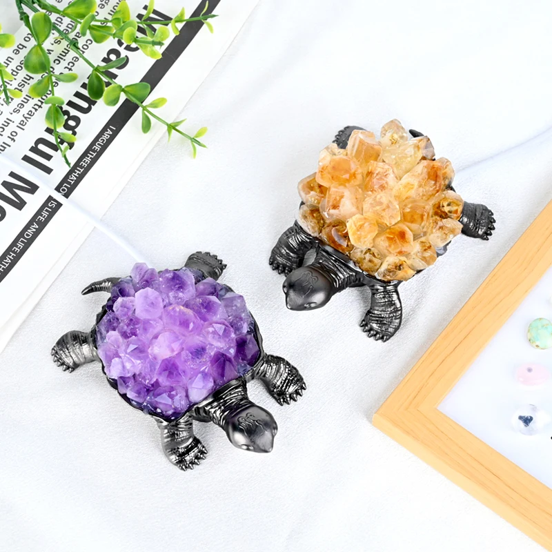 High Quality Amethyst USB Turtle Crystal Lamp For Living Room Office Table