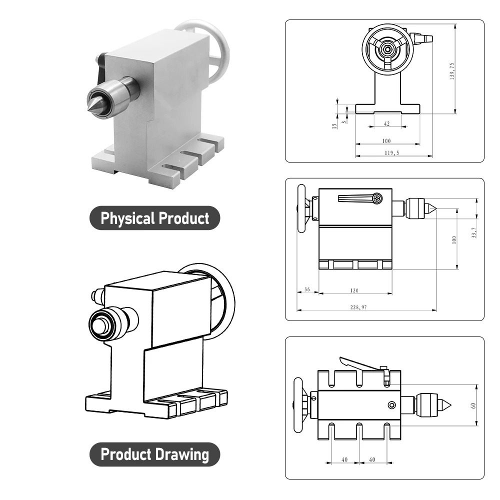 3 jaws Chuck 1:10 CNC 4 Axis Rotary K11-125 Chuck Rotary Axis 4th Axis CNC Rotary table For CNC Router Milling Machine