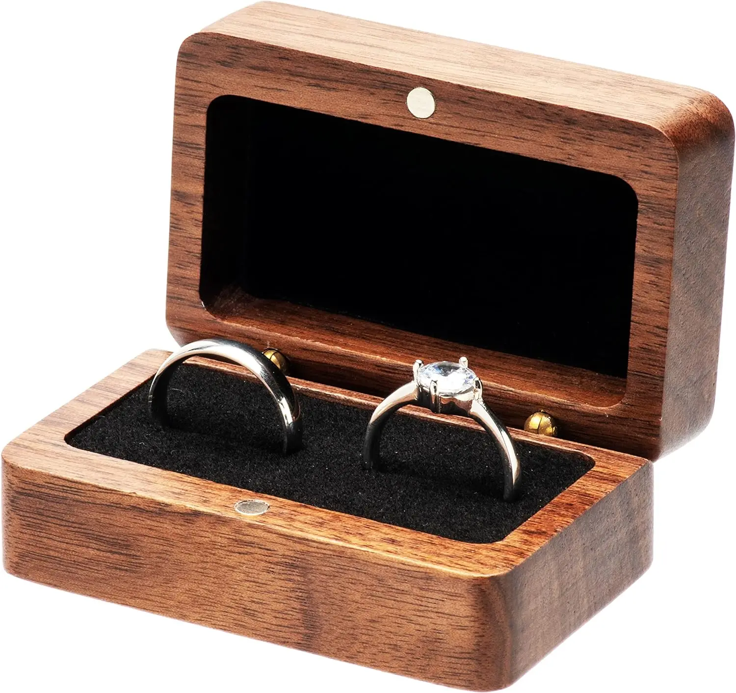 Vintage Wooden Ring Box for 2 Rings Unique Proposal Gift Wedding Engagement Ceremony Wood Case Holder Storage Boxes Surprise