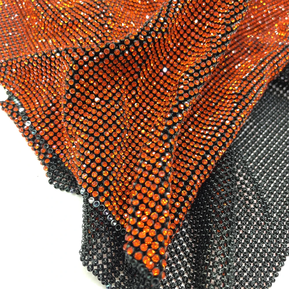 me038 hot selling Hyacinth 2mm diamond aluminum metal mesh rhinestone covered metal mesh