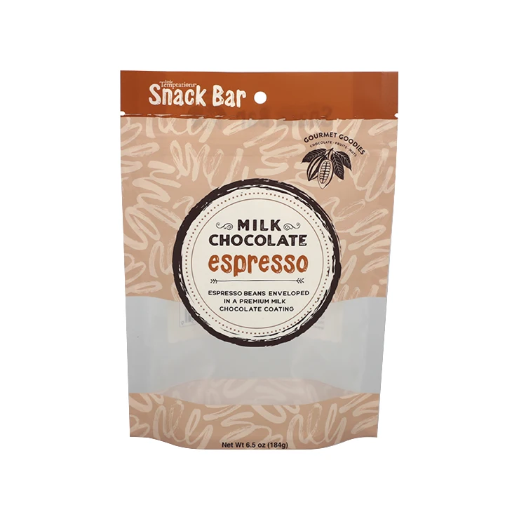 Wholesale stand up  Plastic Packaging zipper pull Dark Chocolate Cranberry Dessert  sachet doypack for dried fruit