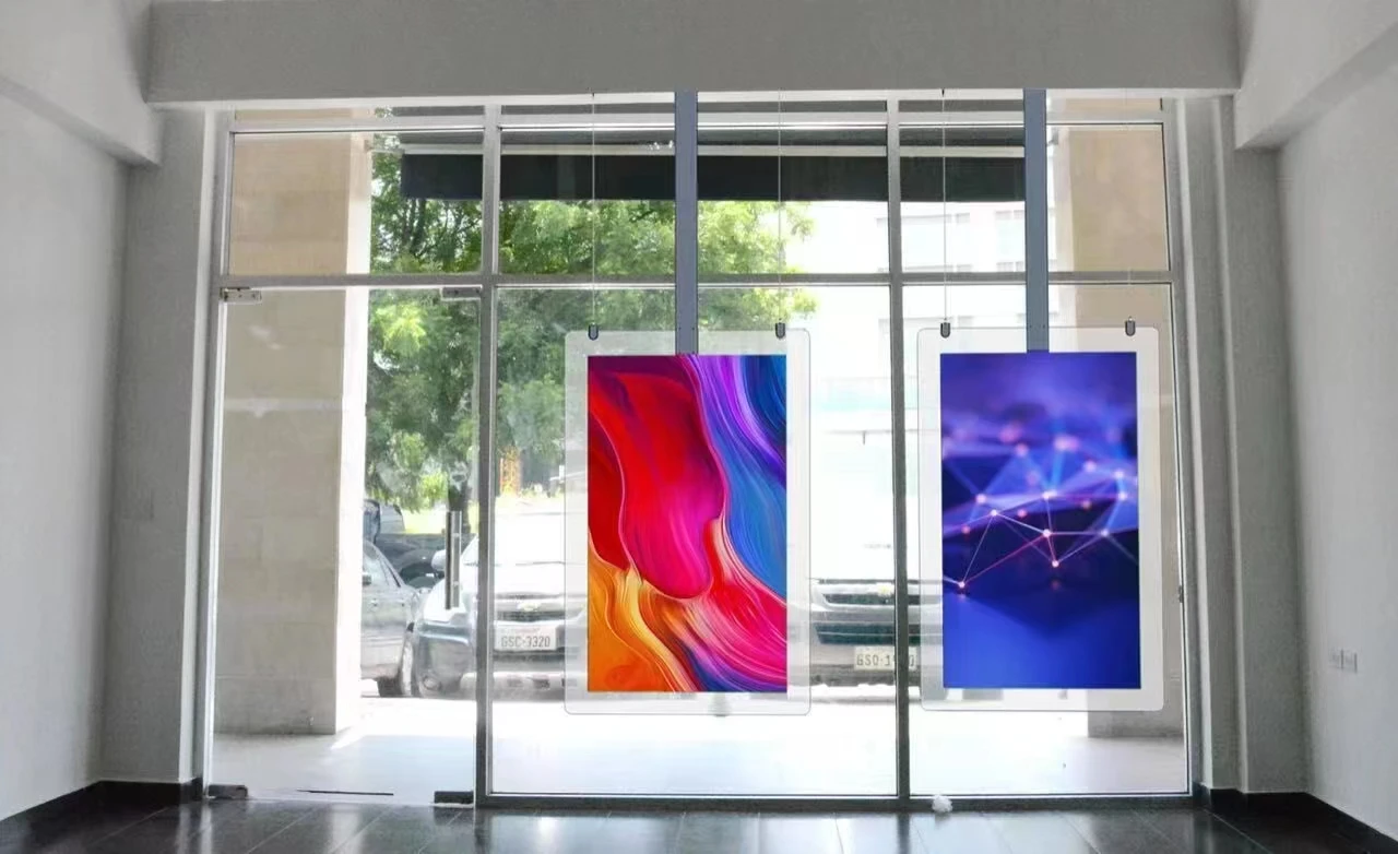 Slim Shop Window Display Sunlight Readable Dual-sided LCD Digital Display TV Monitor Screen Indoor Window Ceiling Screen