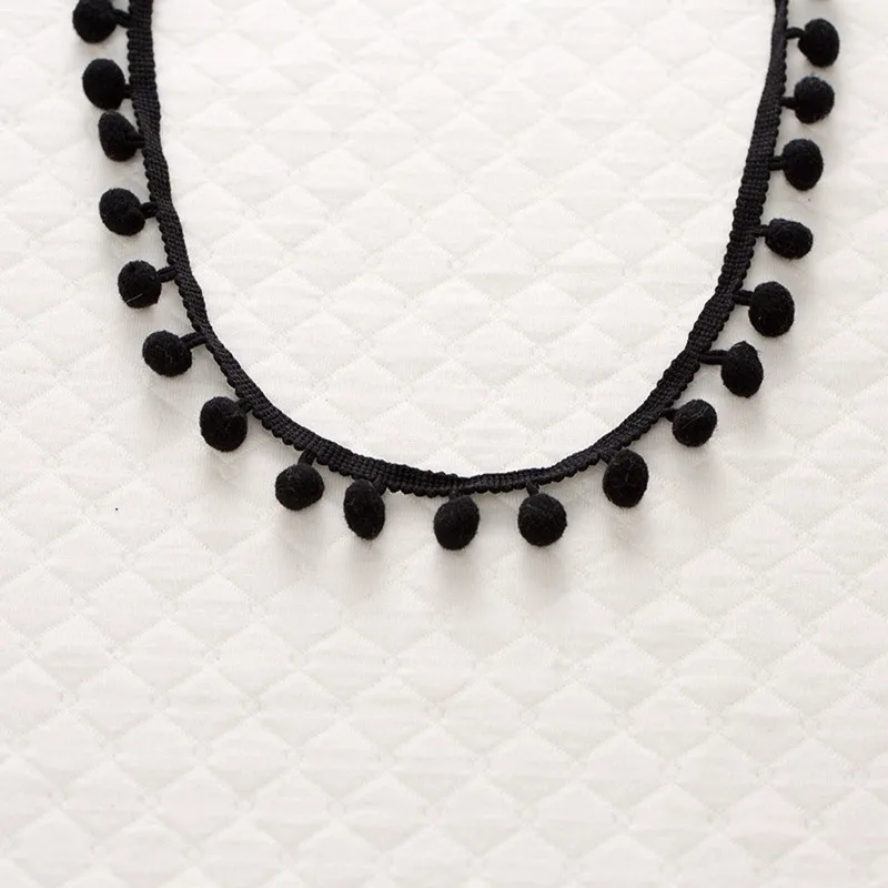 2024 Factory Wholesale Garment Accessories Black Pom Pom Lace Ball 1cm Fringe Trim