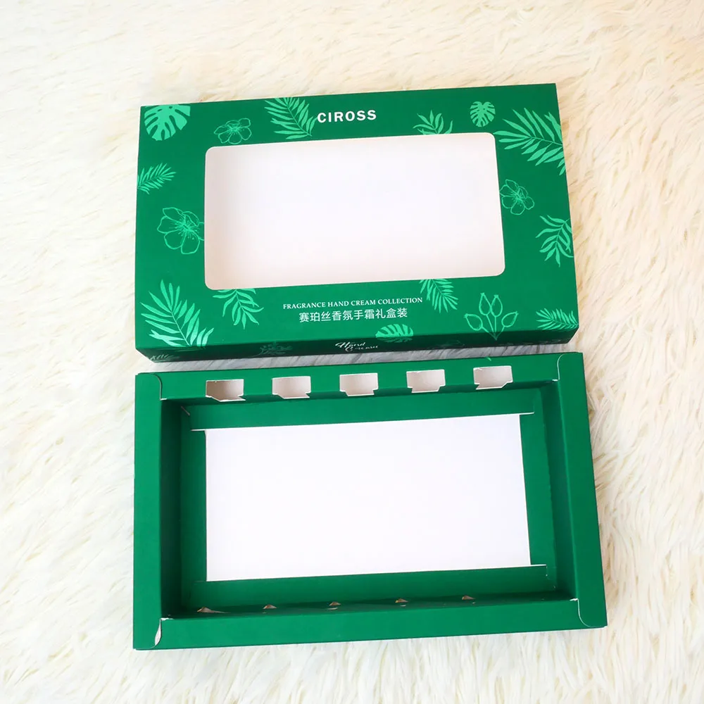 Elegant Custom LOGO Makeup Gift Packaging Pull-out Skincare Cosmetic Set Cardboard Paper Box With Clear Plastic Window