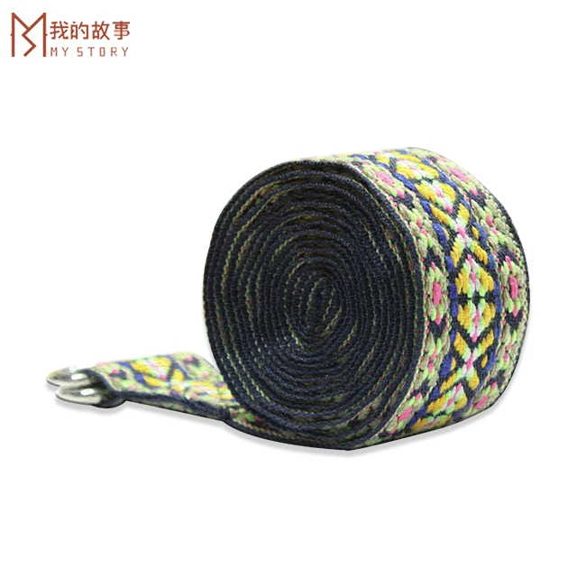 
Yoga Accessories Eco-friendly Custom Logo Cotton Yoga Stretch Belt 