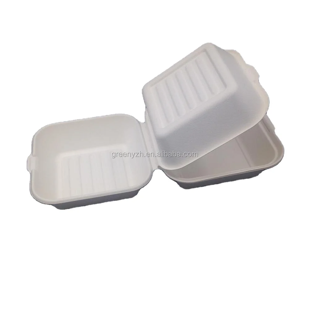 Sugarcane Biodegradable Tableware Take out clamshell Food Box Bagasse food box to go lunch