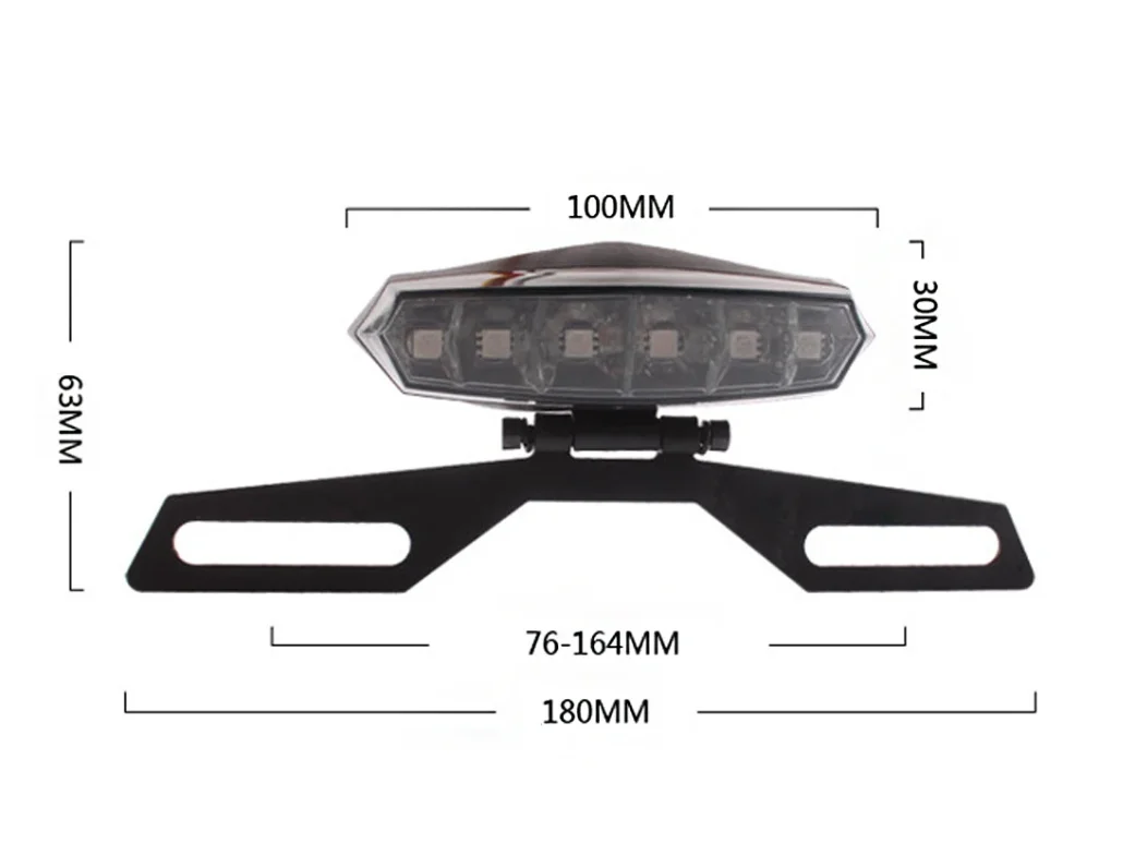 12V 6 LED Motorcycle Rear Tail Light Rear Lights Brake Stop Light Racer Dual Color Lamp Motorbike Accessories Bracket Mount