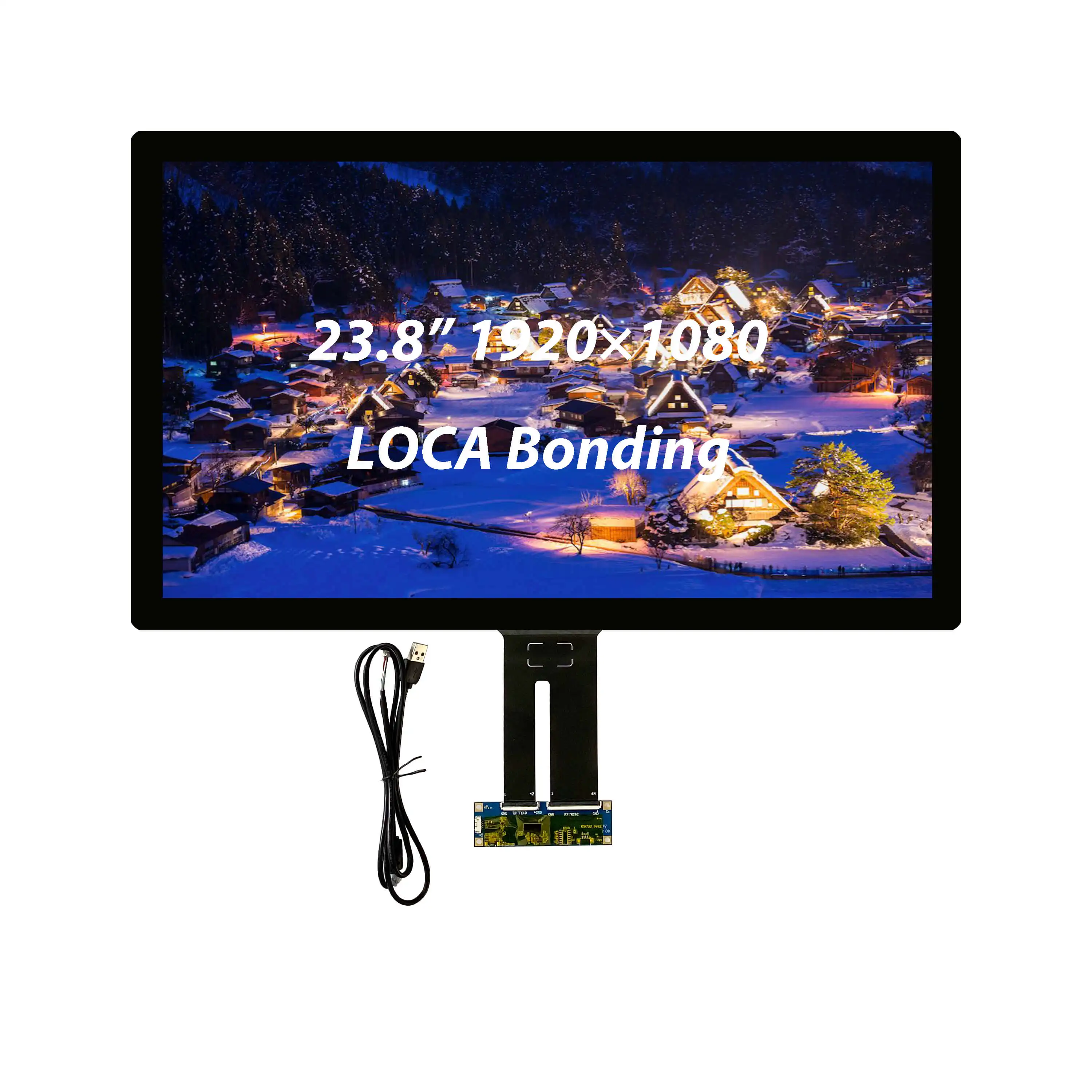 Оптический склеивание 23,8 дюймов 1920x1080 IPS TFT ЖК-модуль LOCA Glue Bond PCAP емкостная сенсорная панель USB