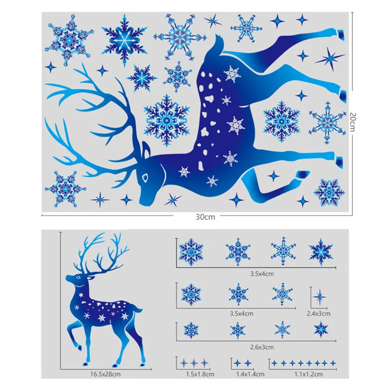 2021 New Christmas Decorations Snowflake Stickers Glass Window Decoration Elk
