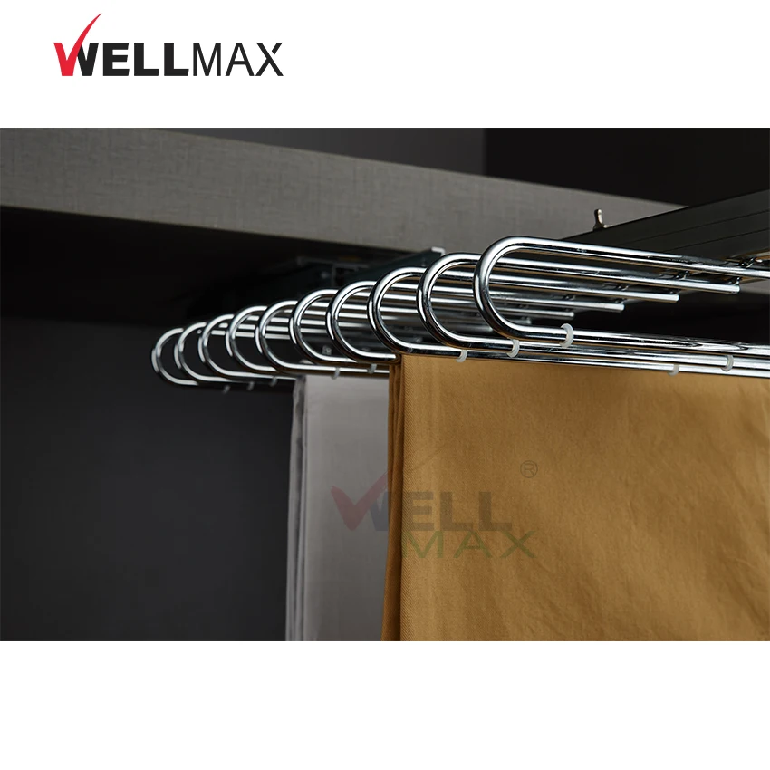 WELLMAX Wardrobe Closet Hardware Storage Top Mounted S-Shaped Pants Trousers Rack Hanger