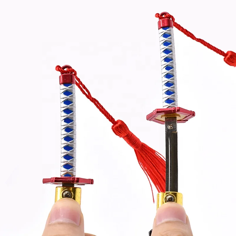 Factory Price Kids Costume Role Play Toys Katana Demon Slayers Tomioka Giyuu Metal Sword Keychain for Cosplay