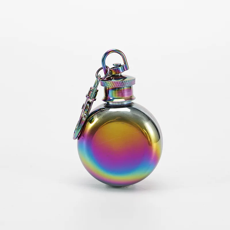 1oz 30ml Portable Pocket Mini Whiskey Food Grade Stainless Steel Mini Liquor Hip Flask With Keychain