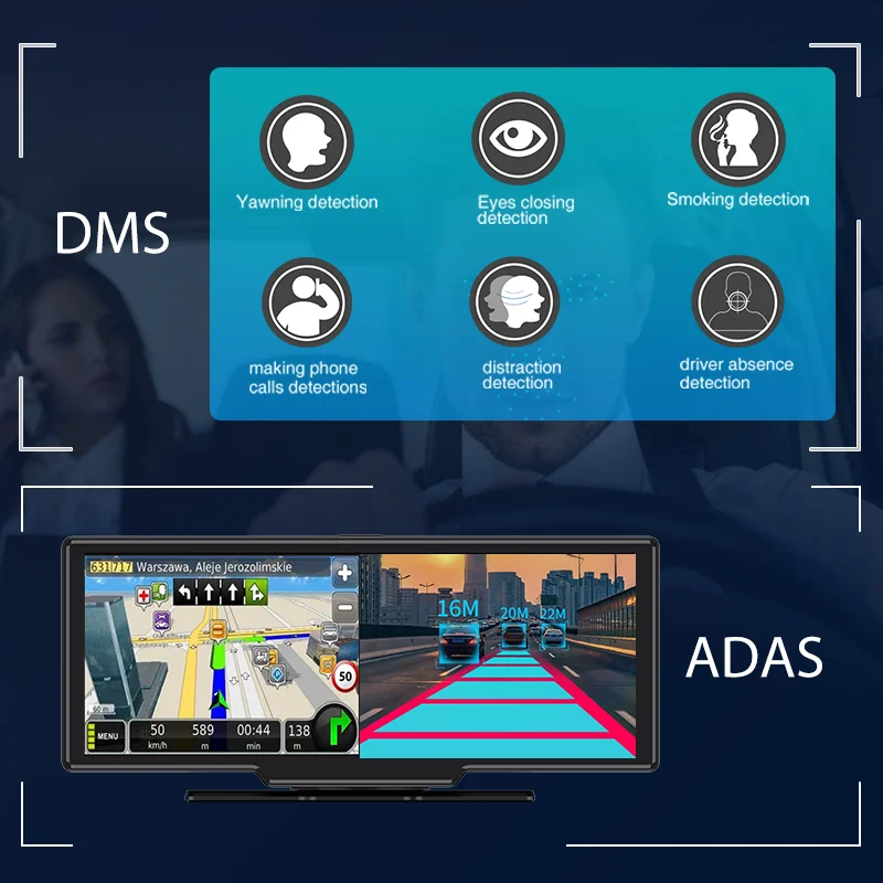 HD 720P WiFi 360 Degree 4 Channel Cameras Android 8.1 12 Inch Way 4G Rear View Mirror Car Dvr Dash Cam With ADAS GPS Navigation