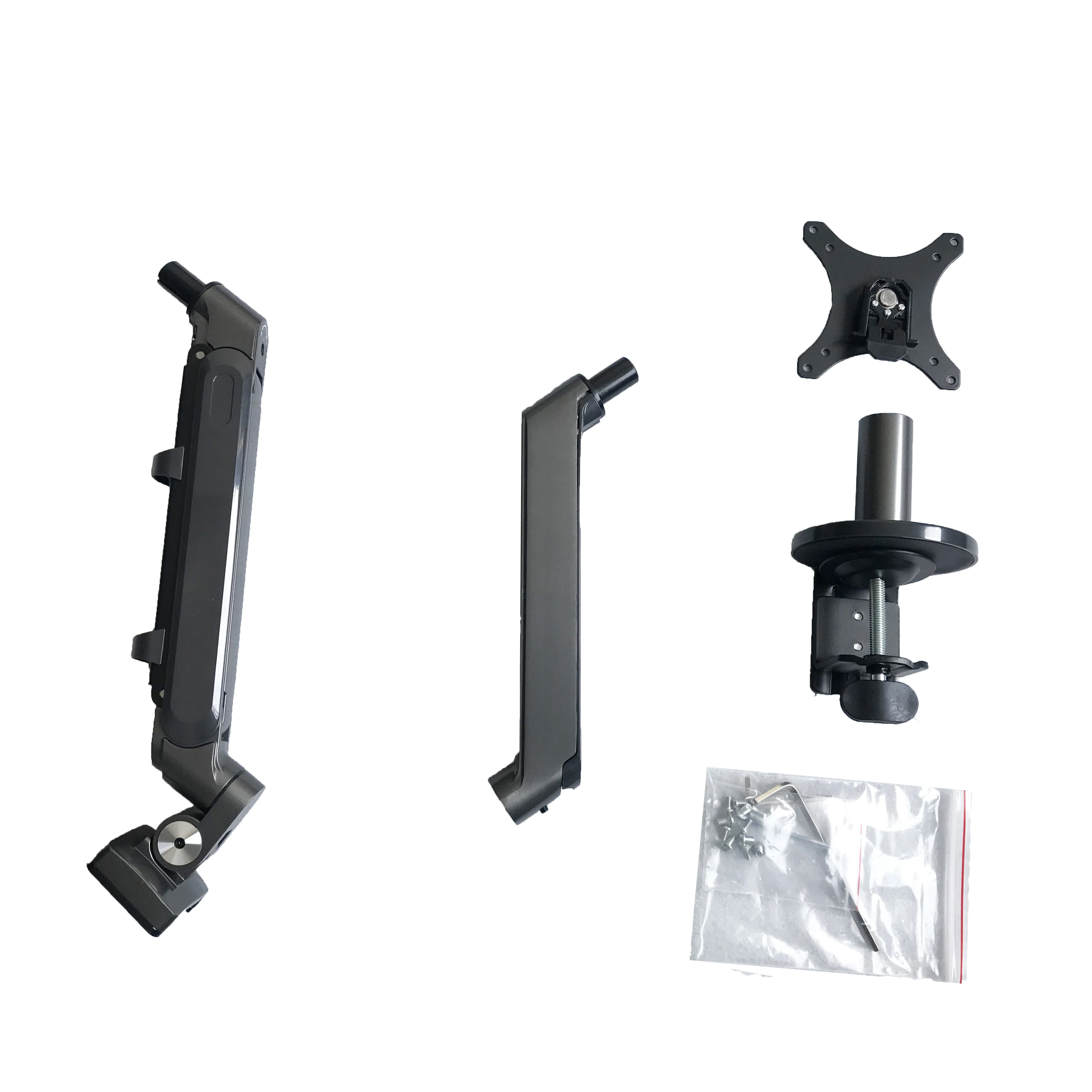 Premium Spring Gas Monitor Mount Arm for Single Screens From 17-32 Inch in Silver and Dark Grey