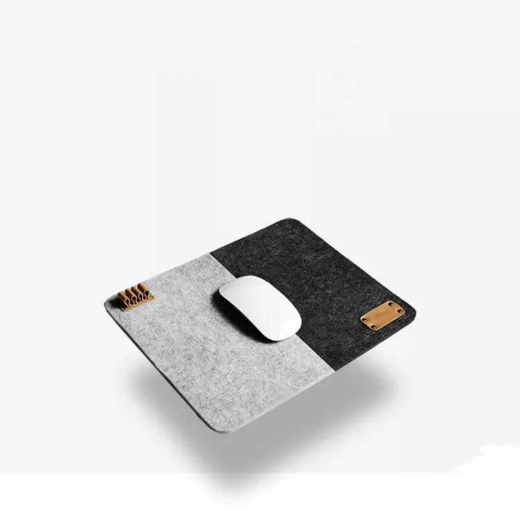 Hot sale Office mat mouse pad office felt desk pad felt laptop mouse pad with leather loop