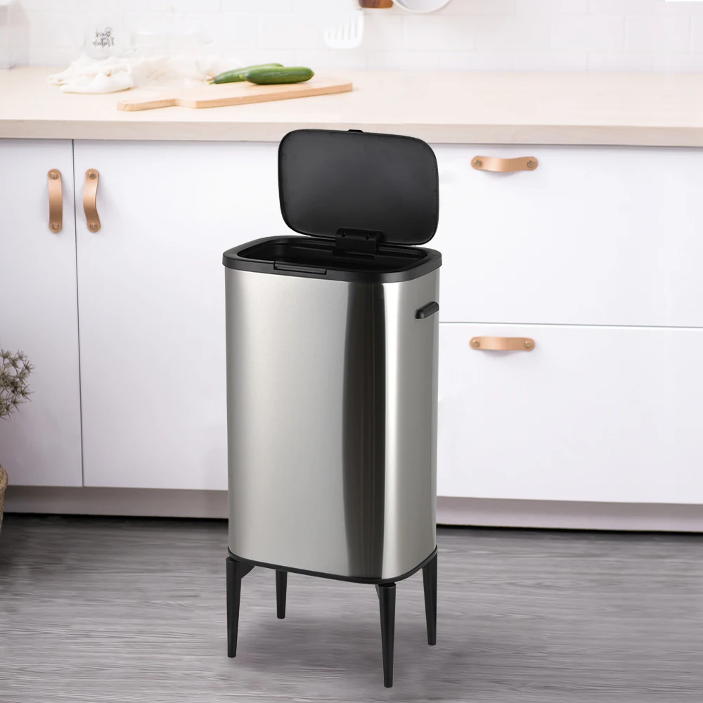 Custom Kitchen Office Bedroom Press Type Garbage Trash Can Sensor Waste Bin With Four High Leg
