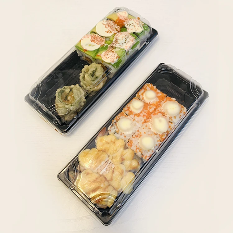 Recyclable Disposable plastic pp foldable customized box de sushi sushi boat box lunch container