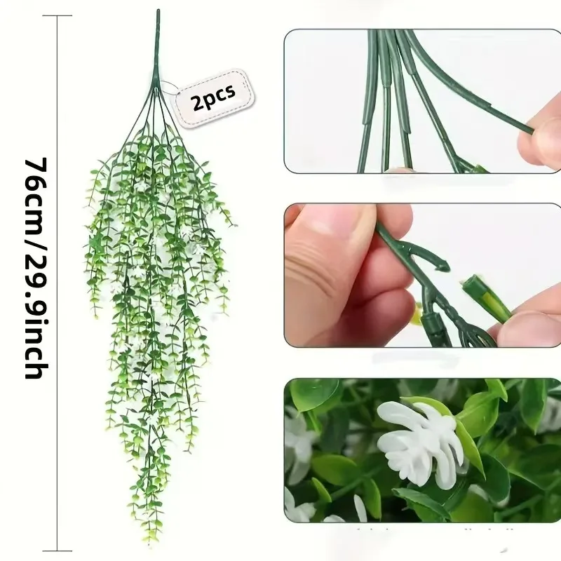 Artificial plant indoor eucalyptus camellia rattan wall hanging faux vine wedding garden home decoration