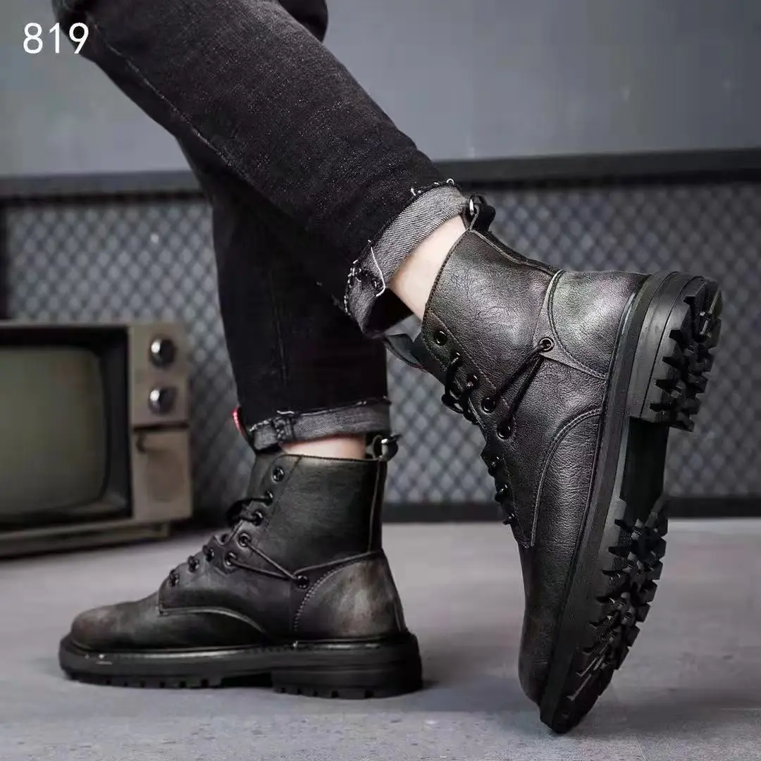 Изготовленные на заказ кожаные водонепроницаемые износостойкие рабочие ботинки с резиновой подошвой Тактические Военные боевые ботинки армейские мужские ботинки