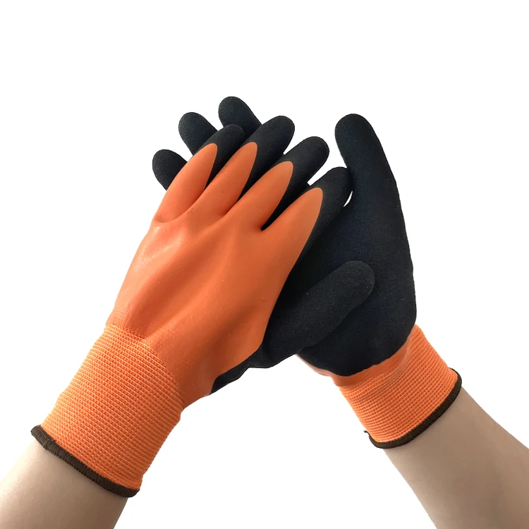 Cheap better 15 gauge nylon double latex rubber insulated resistant winter outdoor general purpose gloves safety gloves for work