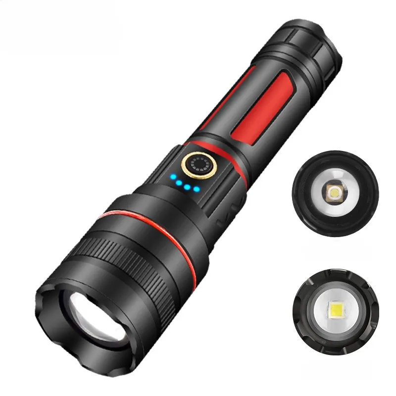 P80 power torch USB rechargeable outdoor Patrol  flashlight multi-functional emergency