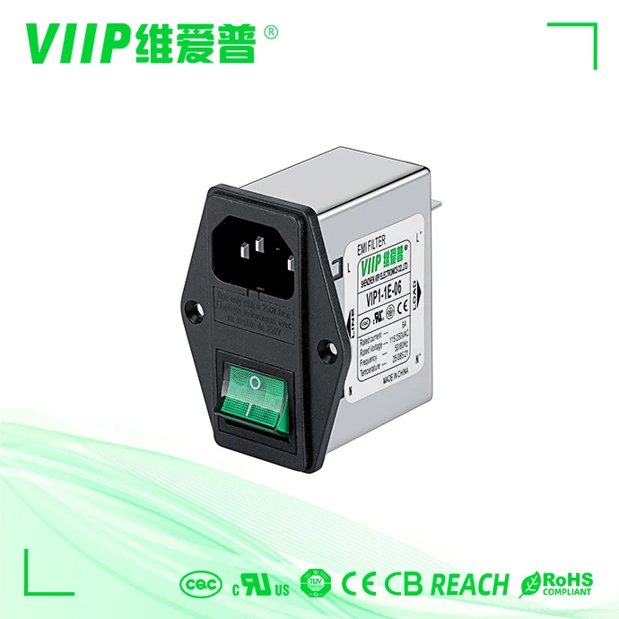VIIP 3A Single-phase Power Filter EMI/RFI filter with plug in connector samples available
