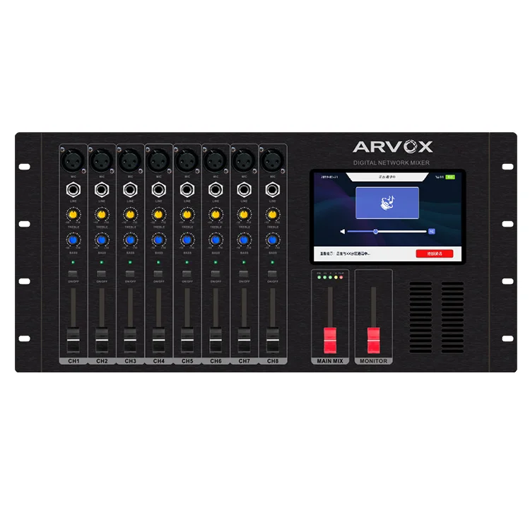 IP-8320MX Ip pa System 7 Inch Touch Screen Network Sound Mixing Console Professional 8 Channel Digital Audio Mixer