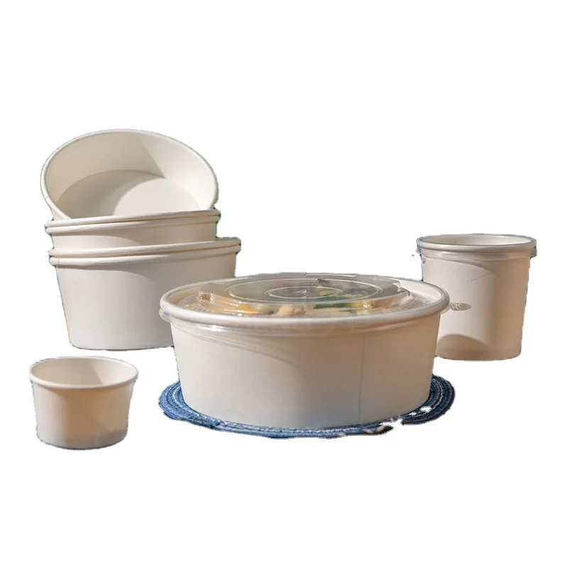 Одноразовая герметичная Салатница из крафт-бумаги 750cc Горячая глубокая суповая миска с печатью на заказ