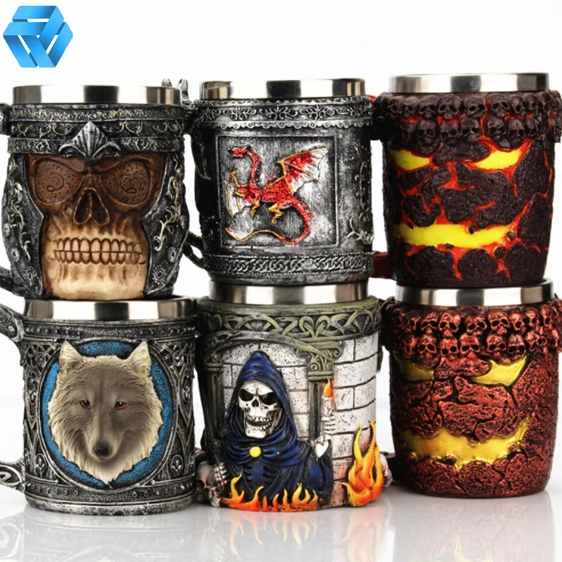 Праздничные подарки на Хэллоуин 3D чашка-скелет для Хэллоуина креативная уникальная кружка из нержавеющей стали пива кофе смолы