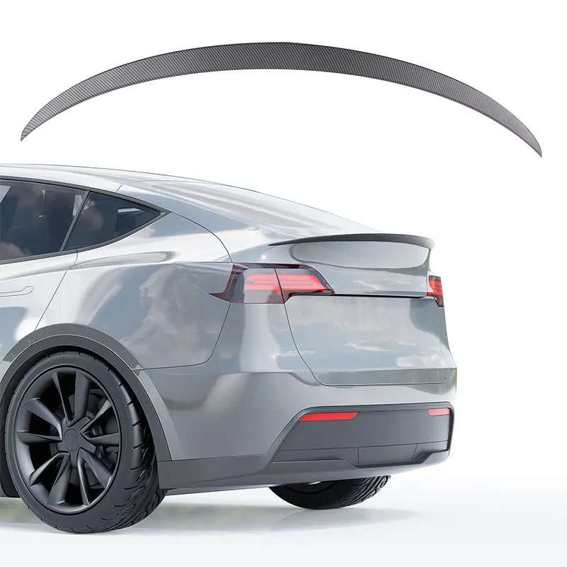 Newest Rear Roof Active Spoiler Lip Big 3D Spoiler Matte Carbon Fiber Look Trunk Tail Wing For Tesla Car Model 3 Y 2023 Model3