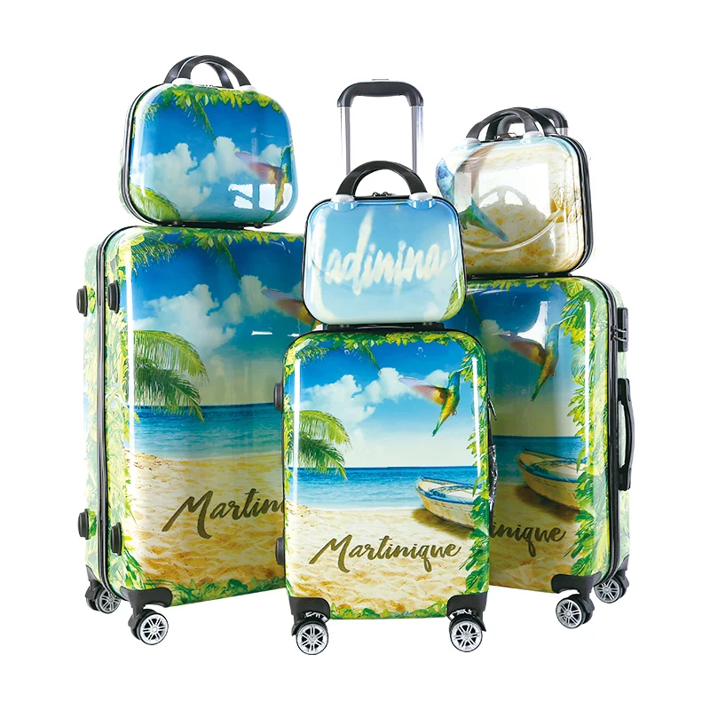 Чемодан на колесиках с индивидуальным принтом, 6 шт., другие сумки для багажа и путешествий, модные наборы чемоданов на колесиках