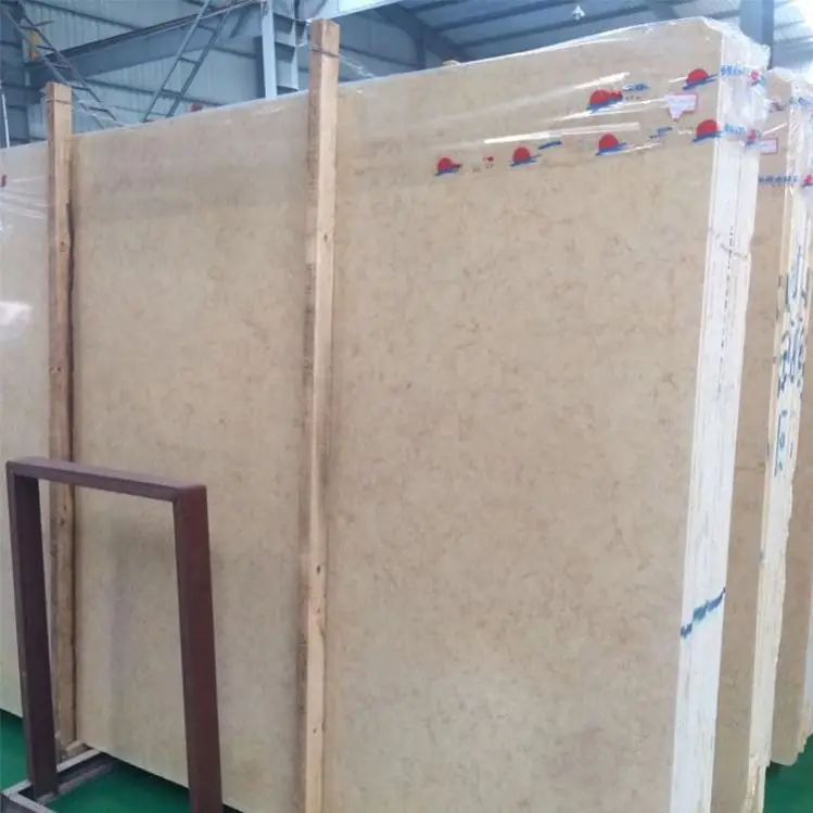 Simple Styles Beige Marble Big Sizes Slab Tiles Polished Flooring Indoor Decoration