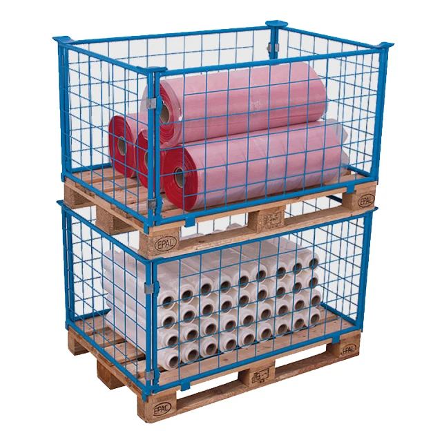 Customized powder coating warehouse stacking welded metal half door pallet converter cage for sale