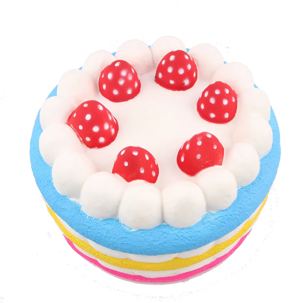 Полиуретановая пена красочная клубника торт игрушка Большой торт Squishy