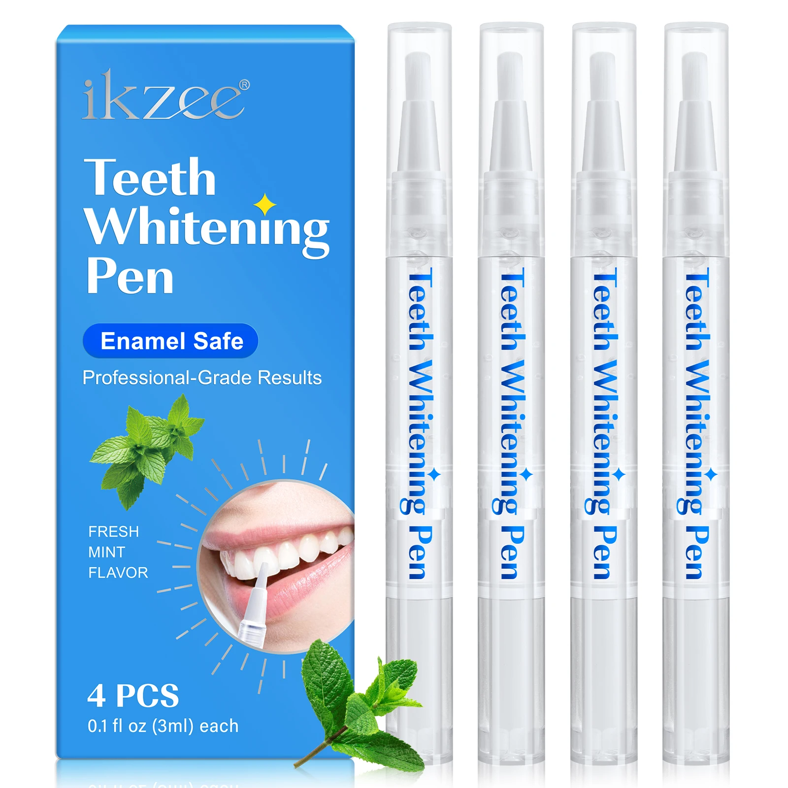 IKZEE carbamide peroxide 0.05% mint 4pcs dazzling white instant teeth whitening pen kit teeth whitening gel pen