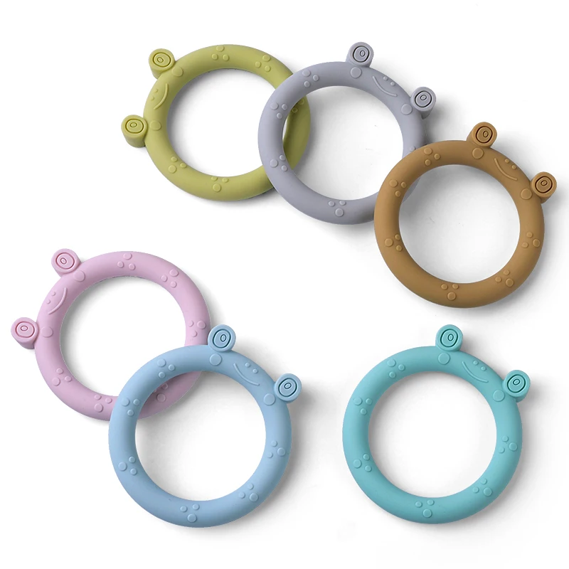 New Animal Frog Silicone Baby Chewing Teether Bpa Free Baby Teether Manufacturer Chewing Toys Teether Ring