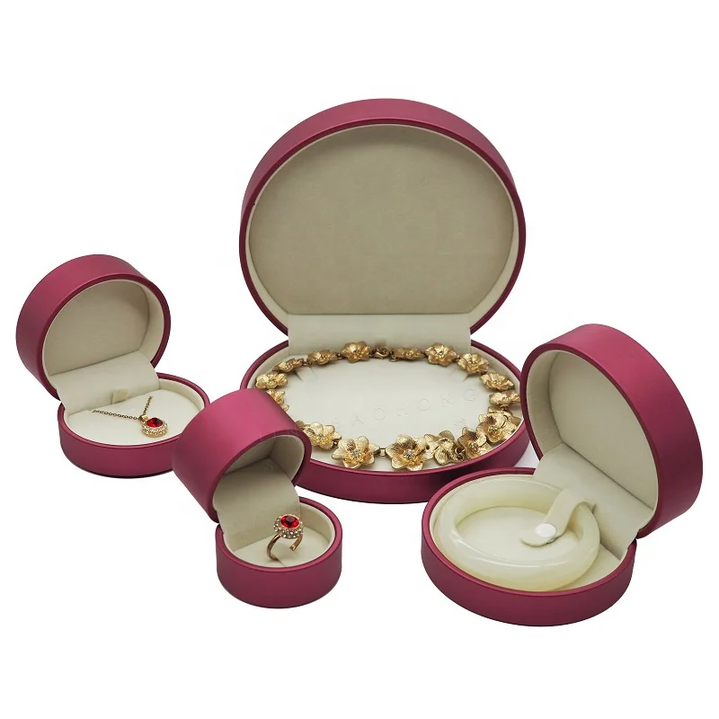 High quality pendant statement jewelry bracelet set box ring packaging jewelry half round gift box