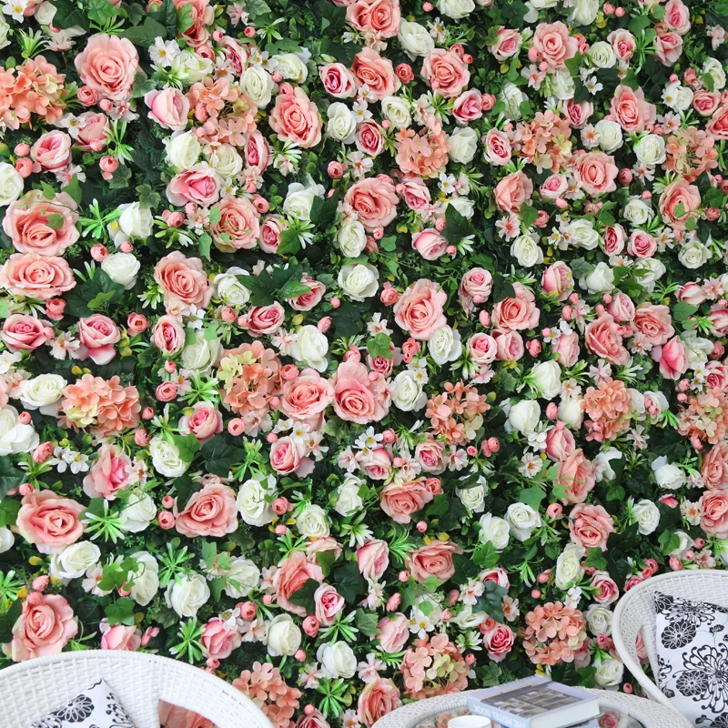 new style more leaf wall decor flowers wall red roses wedding party decoration flower wall