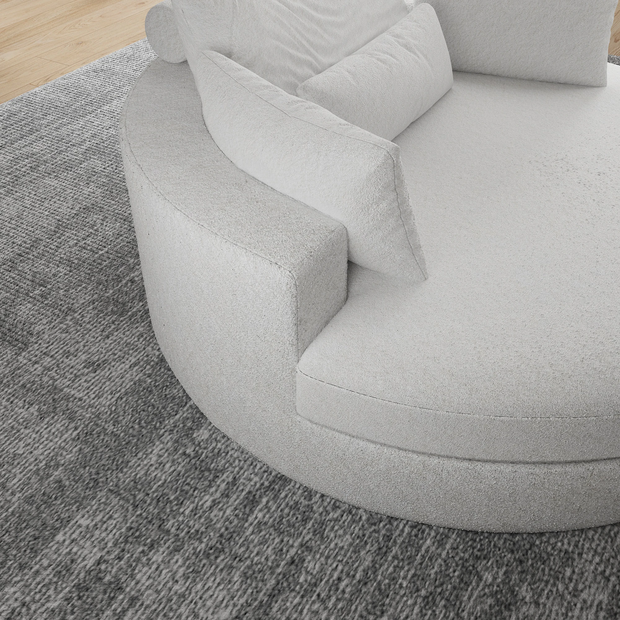 140cm Diameter Round Sofa Chair Luxury Compressed Sofa  Filling 5 Layer Foam Design Comfortable Round Sofa with Throw Pillows