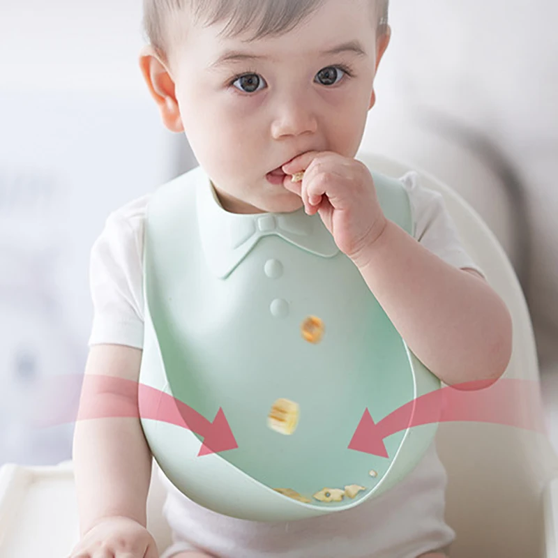 
custom baby silicone drool bibs waterproof bib food set with food catcher comfortable soft baby bibs keep stains off 