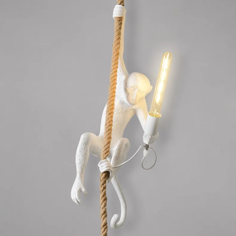 Fiberglass Monkey Lamp E26 E27 Bulb Art Pendant Light