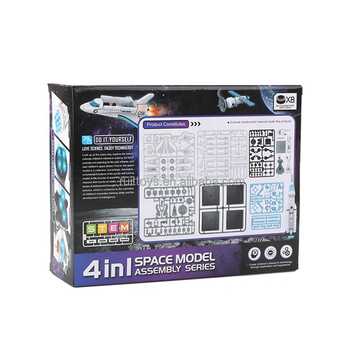 Space Explore Scientific 4 In 1 DIY Assembly Education Science Space Shuttle Model Toys