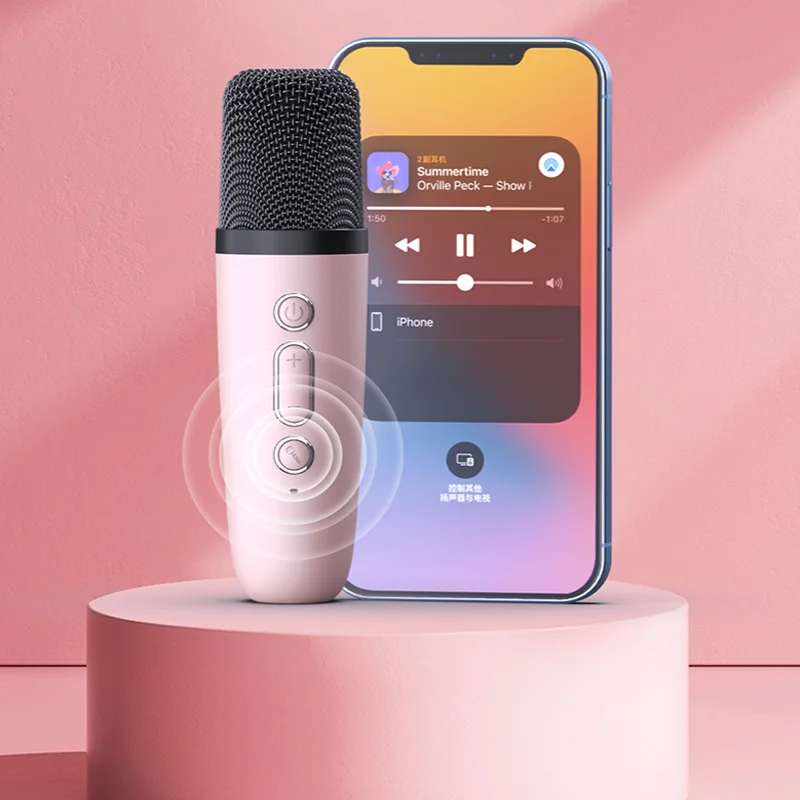 Portable Bt-compatible Speaker With Wireless Microphone Travel Music MP3 Player Mini Karaoke Machine for kids